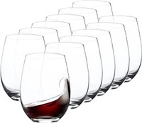 FAWLES Crystal Stemless Wine Glasses Set of 12