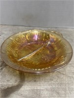 Vintage Marigold Carnival Glass Relish Dish