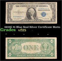 1935G $1 Blue Seal Silver Certificate Grades vf+ M