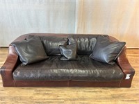 Vintage Baxter Leather Sofa w/Throw Pillows