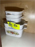 GROUP OF SMALLER CORNING WARE CASSEROLE DISHES NO
