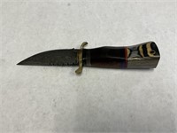 Custom 8" Damascus D-2 Full Tanged Hunting Knife