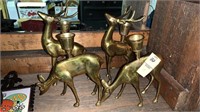 4 Brass Deer Figures