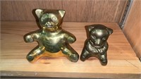 2 Small Brass Bears