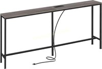 SUPERJARE 70 Console Table w/ Outlet  Gray.