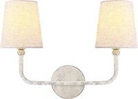 Elegant 2-Light Wall Sconce Fabric Shade