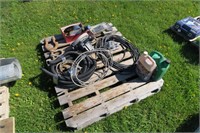Pallet lot-- electrical cord, circular saw, misc.