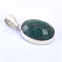 Emerald Gemstone Pendant, 925 Silver with chain, 7