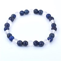 Lapis Lazuli and Crystal Bracelet, stretchable, ca