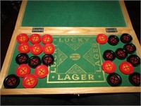 Lucky Lager Checker Board & Checkers