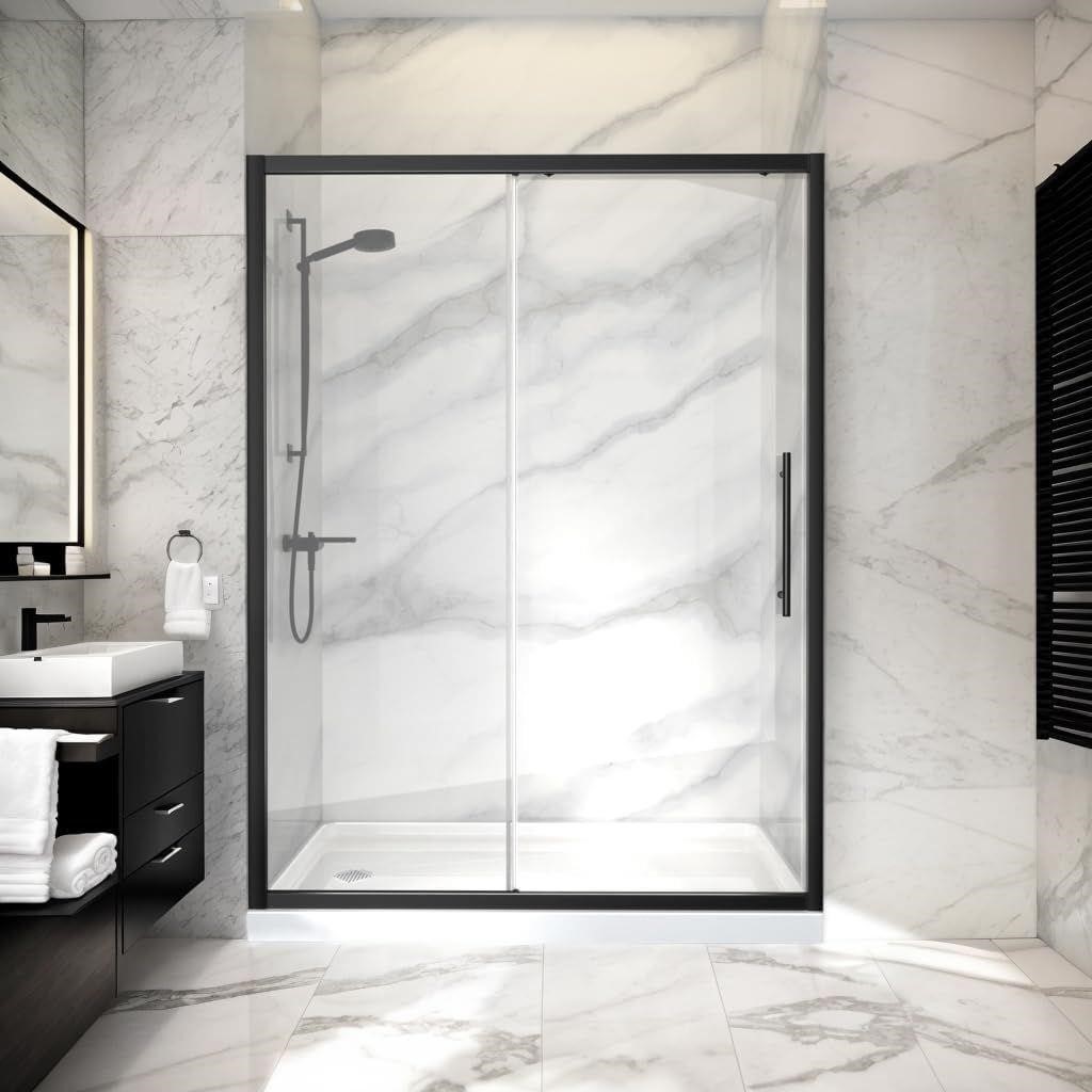 Matte Black Glass Shower Door.