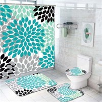 FRAMICS 16 Pc Dahlia Pinnata Shower Curtain Sets w