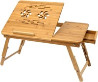 Bamboo Laptop Desk  Adjustable Portable Breakfast