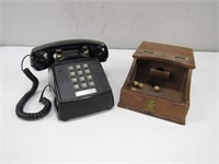 Vintage Phone & Vintage Wooden Toy