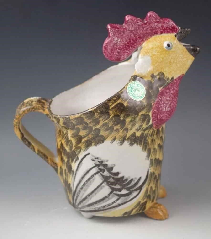MID CENTURY ITALY ITALIAN CERAMIC ROOSTER PITCHER