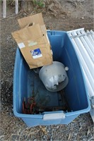 TOTE OF MISC YARD LIGHT AIR FILTER ETC