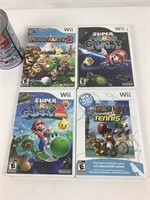 4 jeux vidéos Wii de Mario dont Power Tennis -