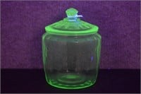 Anchor Hocking Uranium Glass Cameo Jar