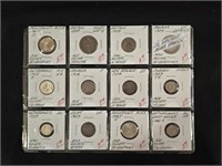 (12) DIFFERENT SILVER FOREIGN COINS
