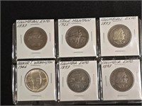 (6) US COMMEMORATIVE SILVER HALF DOLLARS