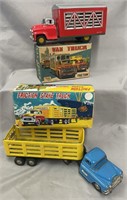 2 Boxed Japanese Tin Cattle Trucks