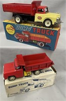 2 Boxed Japanese Tin Dump Trucks