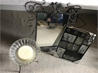 Selection of Décor: Large Candle Holder, Mirror &