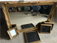 Large Beveled Glass Mirror & Picture Frames