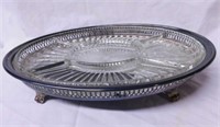 Leonard silverplate divided relish tray, 14" wide