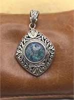 Beautiful Sterling Silver Mosaic Opal Pendant