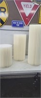 Set of 3 paper Display Pedestals, Foldable, Cream