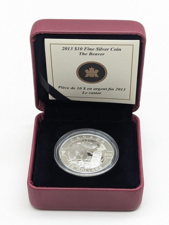 2013 Royal Canadian 10 Dollar Silver Beaver Coin