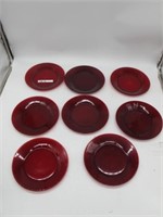 LOT OF 8 RED RUBY PLATES 9 INCHES W