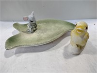 Cheese please mouse dish  and a chalkware duck