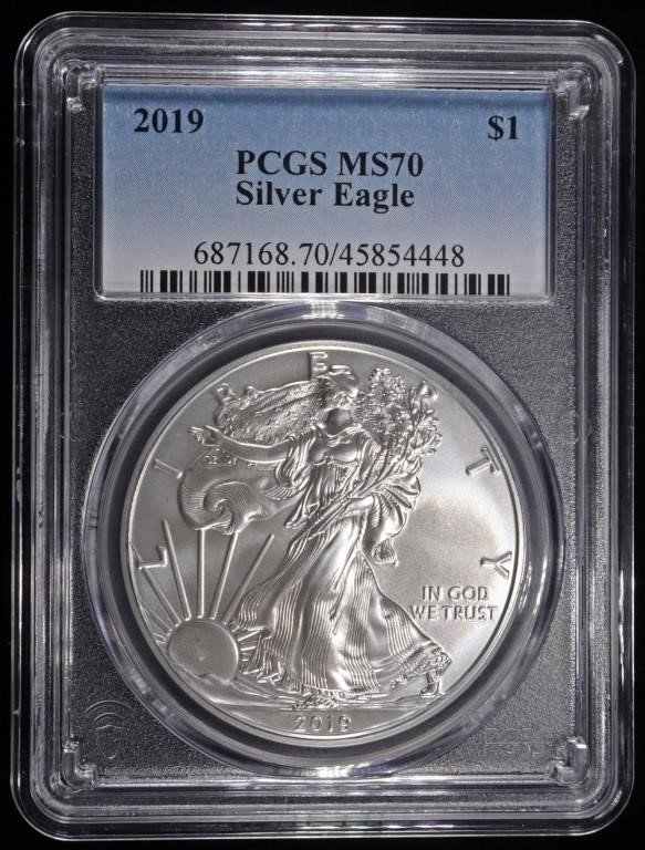 2019 AMERICAN SILVER EAGLE PCGS MS70