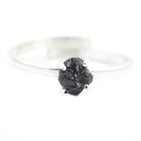 1ct Raw Diamond Ring, 925 Silver, Adjustable Style