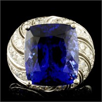 18K Gold 16.72ct Tanzanite & 2.78ctw Diamond Ring