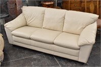 Creamy White Leather Natuzzi Sofa