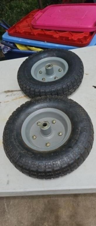 A pair of wheel barrow tires 4.00-6