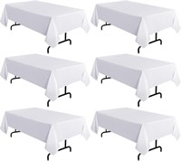 sancua 6 Pack White Tablecloth 60 x 102 Inch