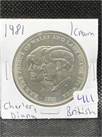 1891 BRITISH CHARLES AND DIANA 1 CROWN
