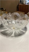 Czech Crystal Clear Punch Bowl 5 1/4 x12 in Wide