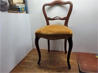 Gold Felt Seat Wooden Chair