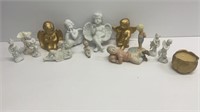 Ceramic angel figurine lot and cupids with boy on
