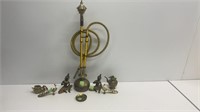Vintage brass collectible lot, 26’’ tall hookah,