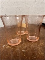 S/3 Pink Florentine 4" Tumblers