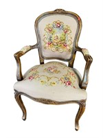 FRENCH NEEDLEPOINT ARM CHAIR