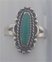 Vintage Sterling Bell Trading Post Turquoise Ring