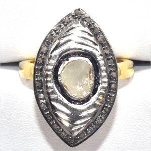 Gold plated Sil Rose Cut Diamond(0.45ct) Ring