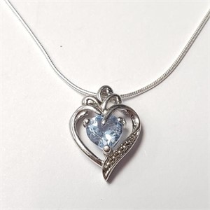$160 Silver Blue Topaz 18" Necklace